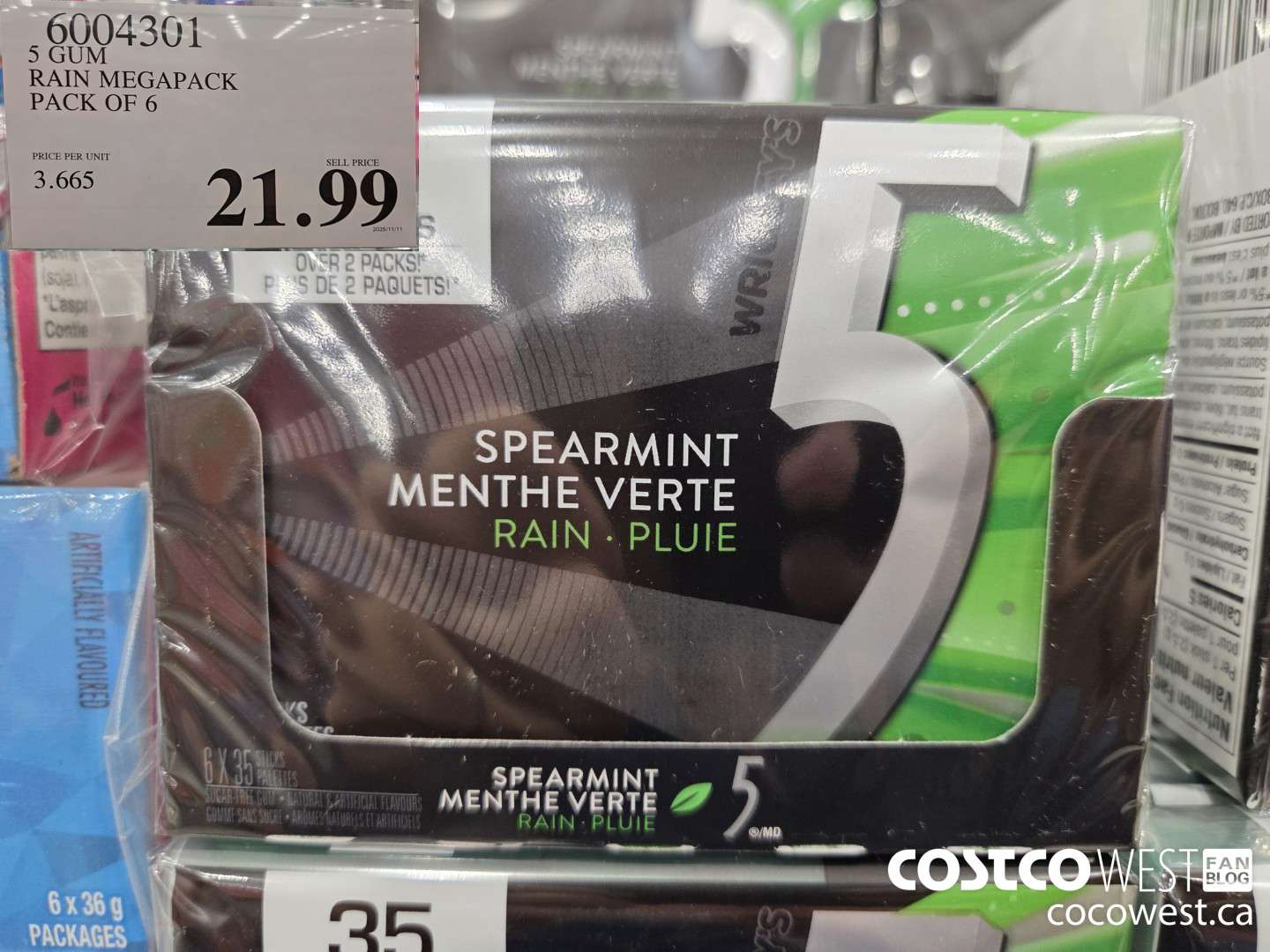 6004301 5 GUM RAIN MEGAPACK PACK OF 6 $21.99