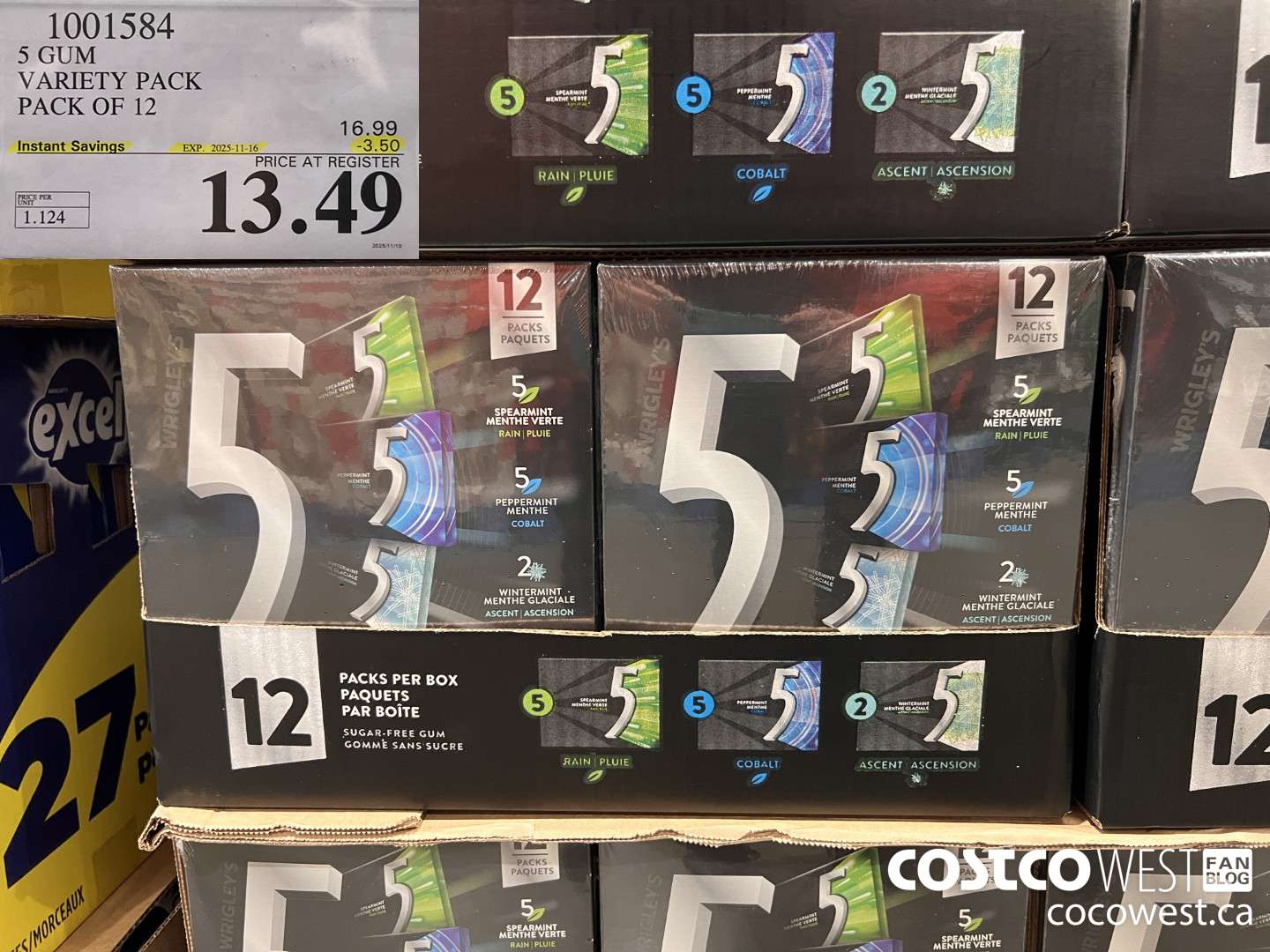 1001584 5 GUM VARIETY PACK 12 PACK ($3.50 INSTANT SAVINGS EXPIRES ON 2025-11-16) $13.49