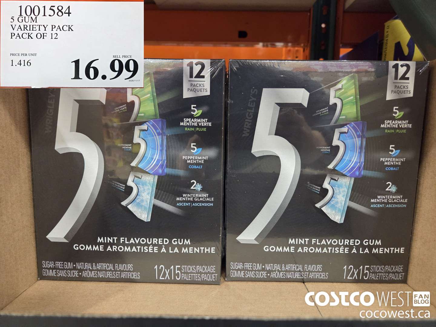 1001584 5 GUM VARIETY PACK 12 PACK $16.99