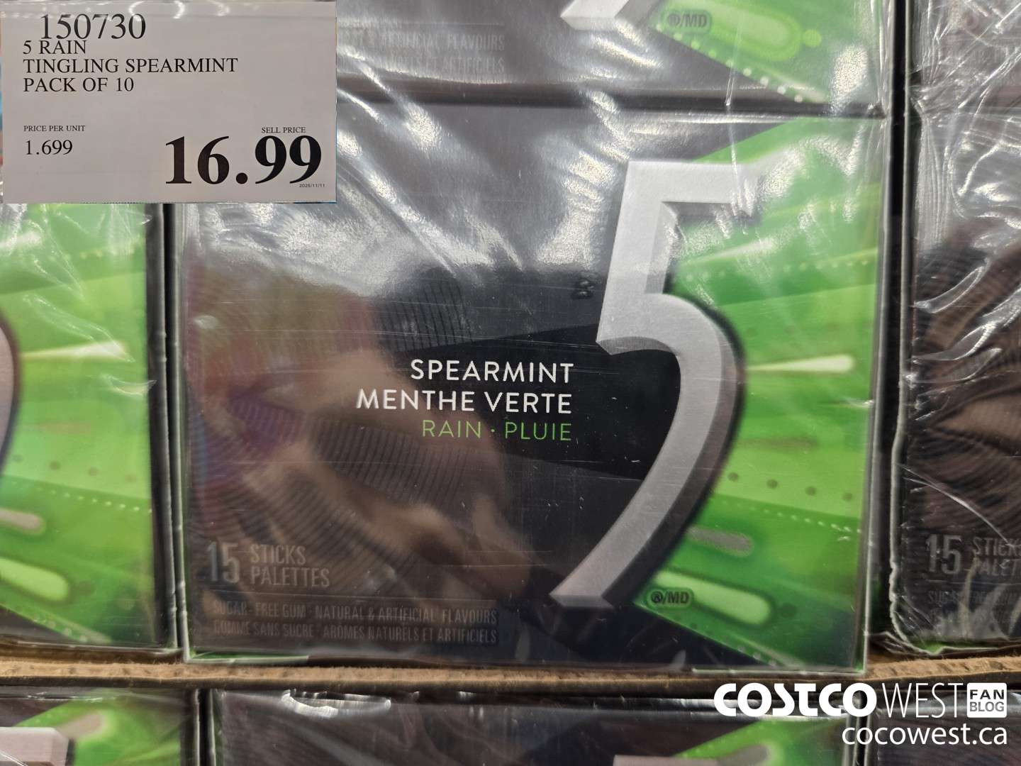 150730 5 RAIN TINGLING SPEARMINT PACK OF 10 $16.99