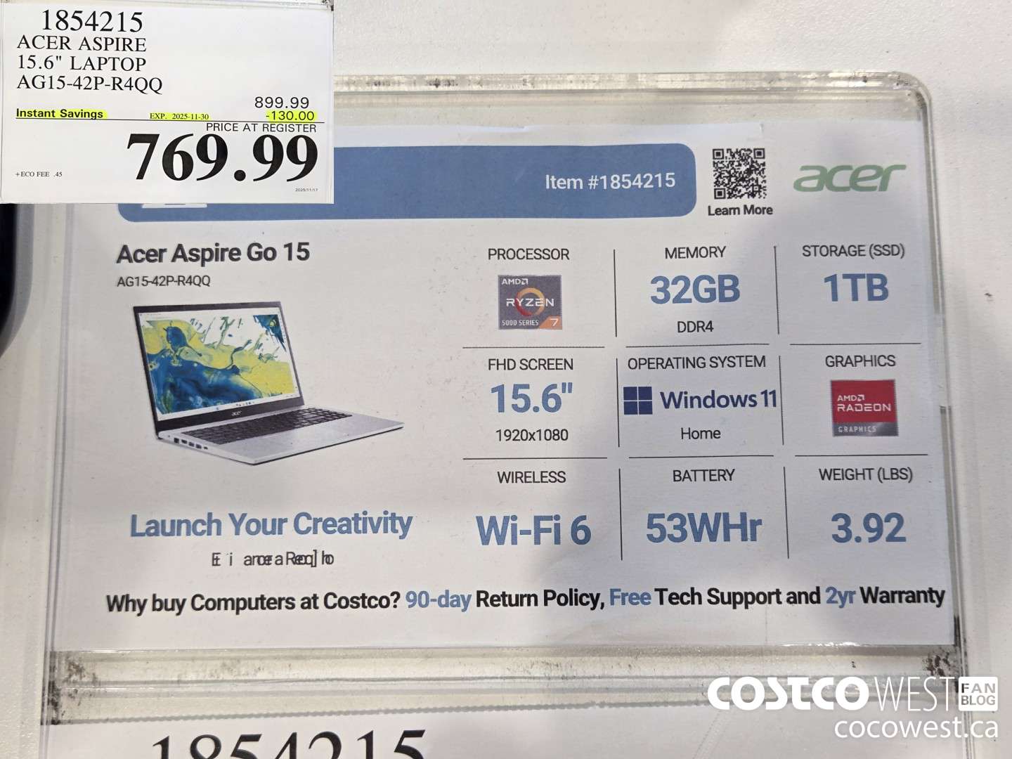 1854215 ACER ASPIRE 15.6