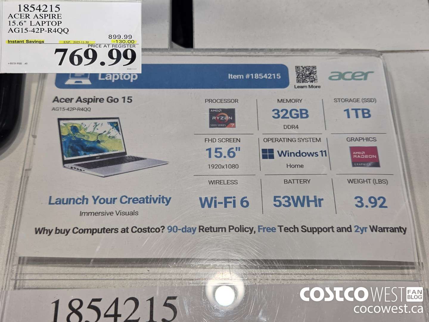 1854215 ACER ASPIRE 15.6