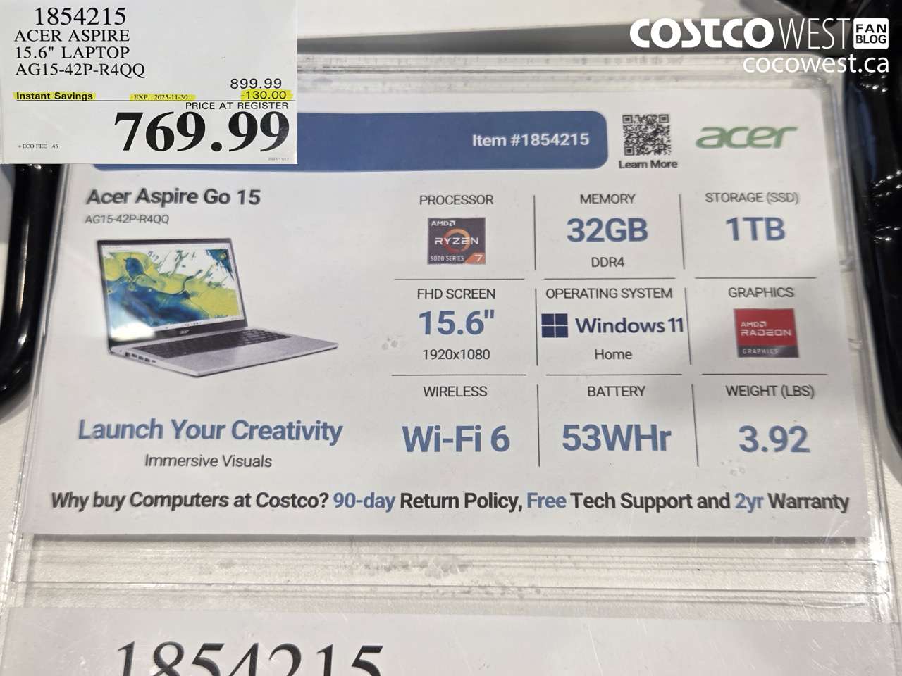 1854215 ACER ASPIRE 15.6