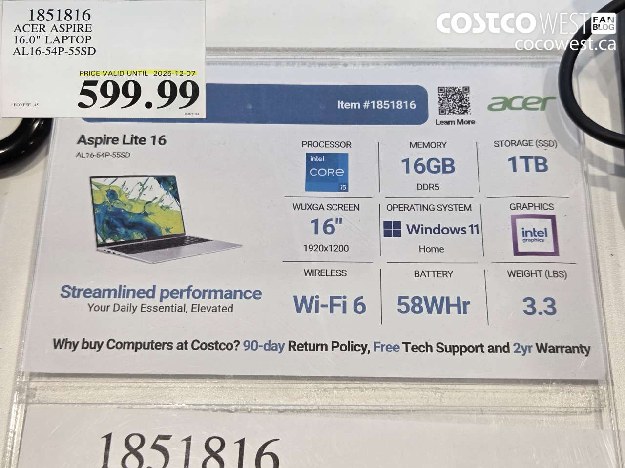 1851816 ACER ASPIRE 16.0