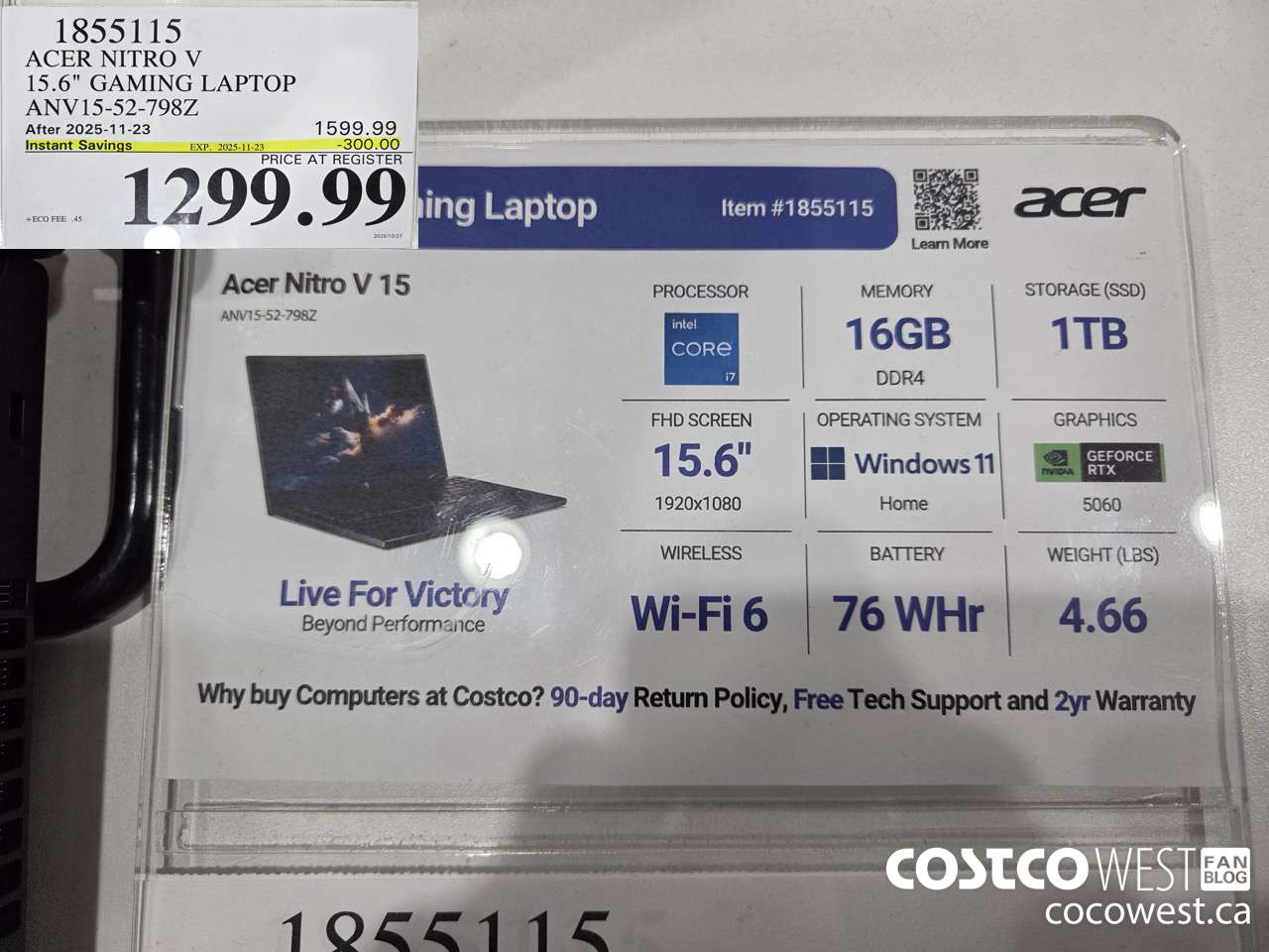 1855115 ACER NITRO V 15.6