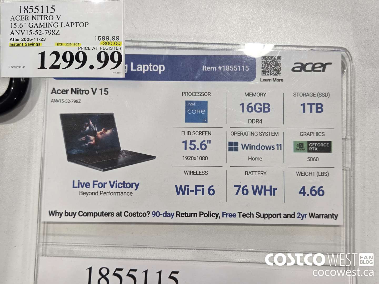 1855115 ACER NITRO V 15.6