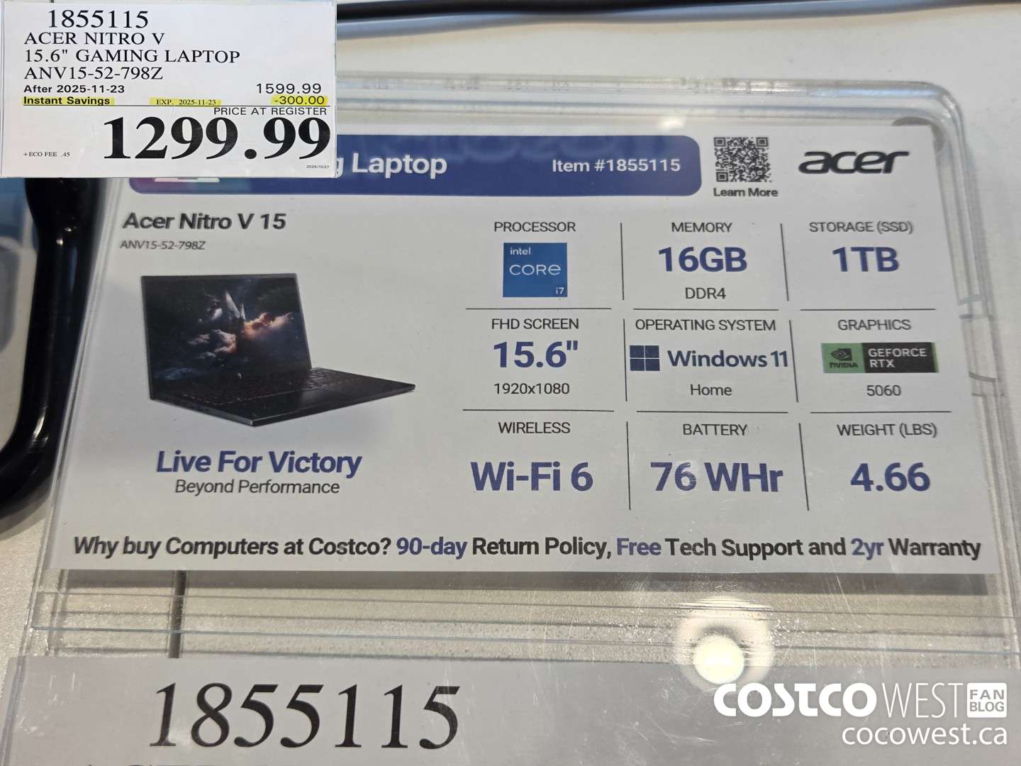 1855115 ACER NITRO V 15.6