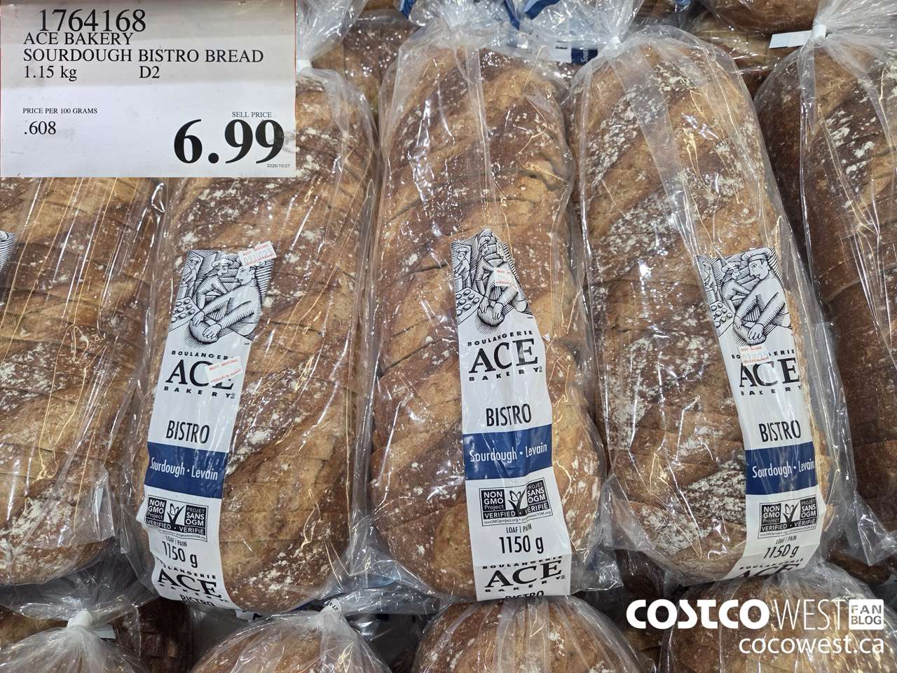 1764168 ACE BAKERY SOURDOUGH BISTRO BREAD 1.15KG $6.99