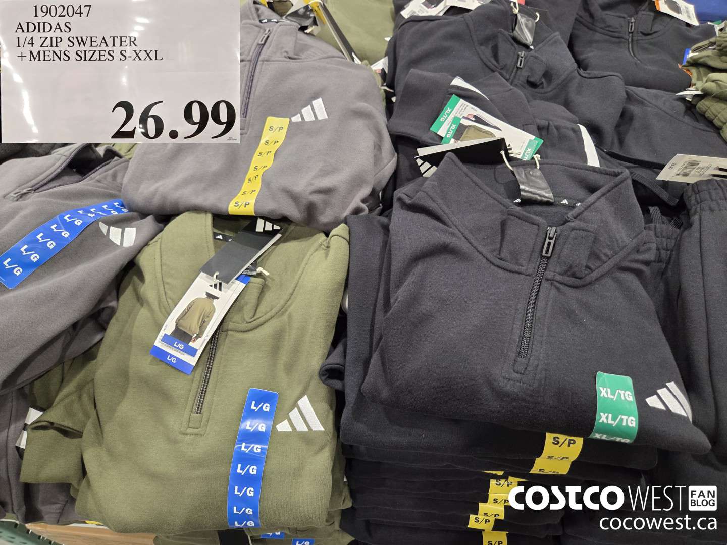 1902047 ADIDAS 1/4 ZIP SWEATER MENS SIZES S-XXL $26.99