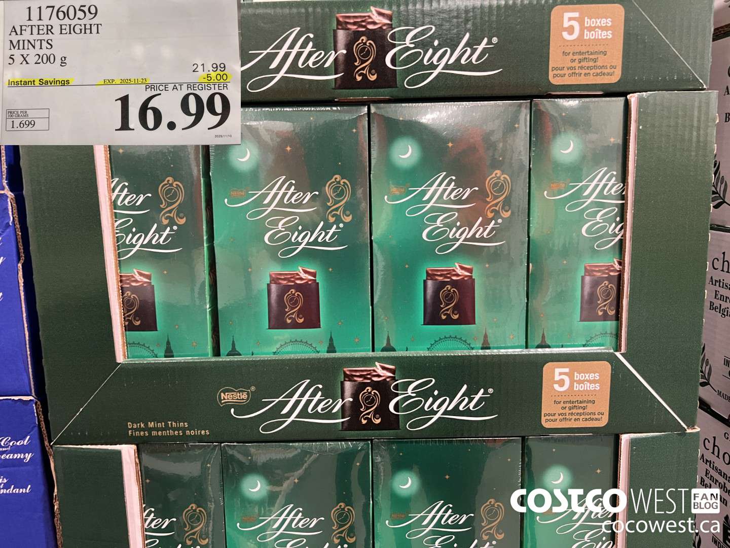 1176059 AFTER EIGHT MINTS 5 X 200G ($5.00 INSTANT SAVINGS EXPIRES ON 2025-11-23) $16.99