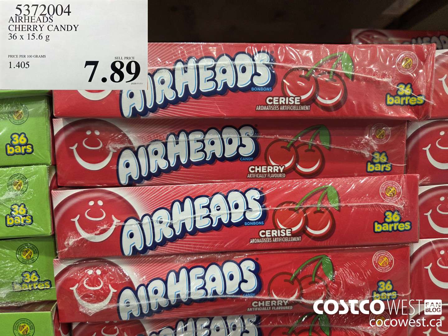 5372004 AIRHEADS CHERRY CANDY 36 x 15.6 g $7.89