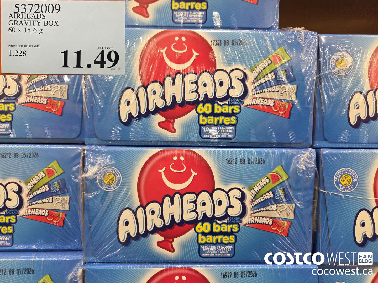 5372009 AIRHEADS GRAVITY BOX 60 x 15.6 g $11.49