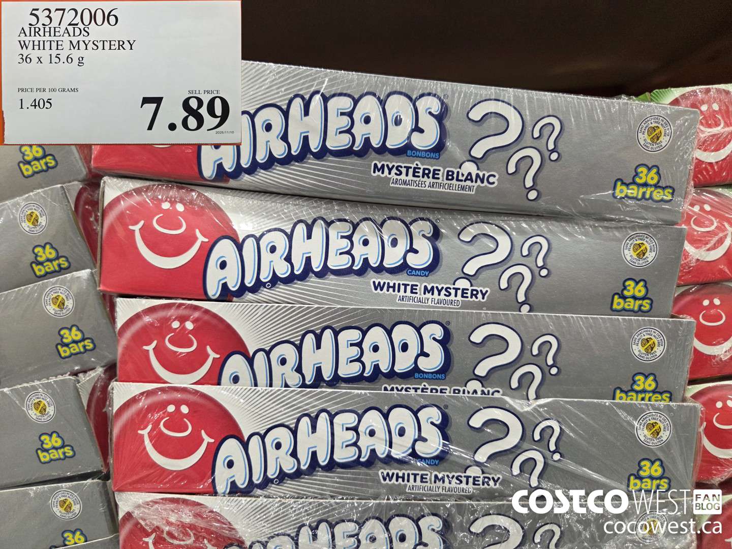 5372006 AIRHEADS WHITE MYSTERY 36 x 15.6 g $7.89