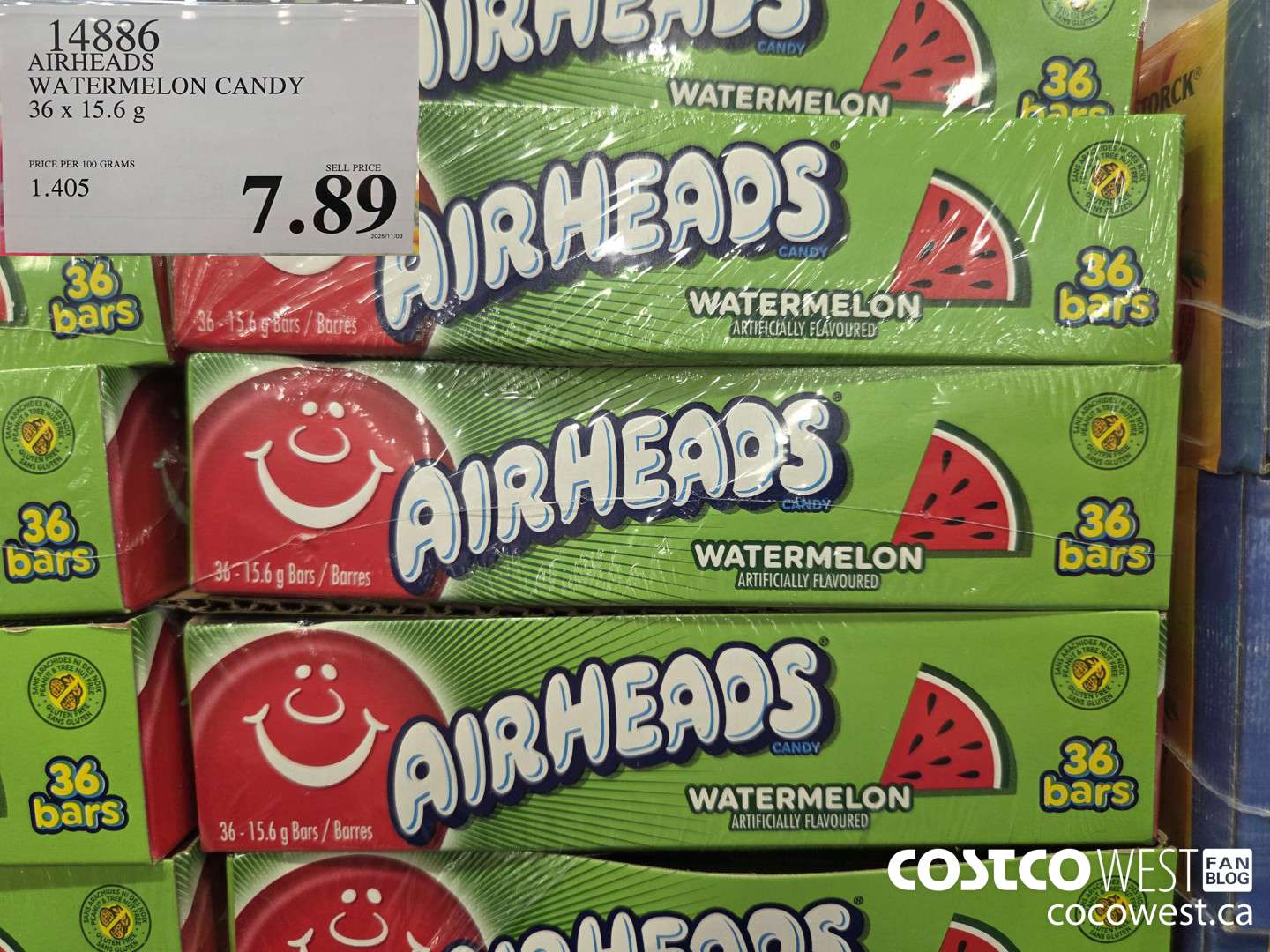14886 AIRHEAD WATERMELON CANDY 36 x 15.6g $7.89