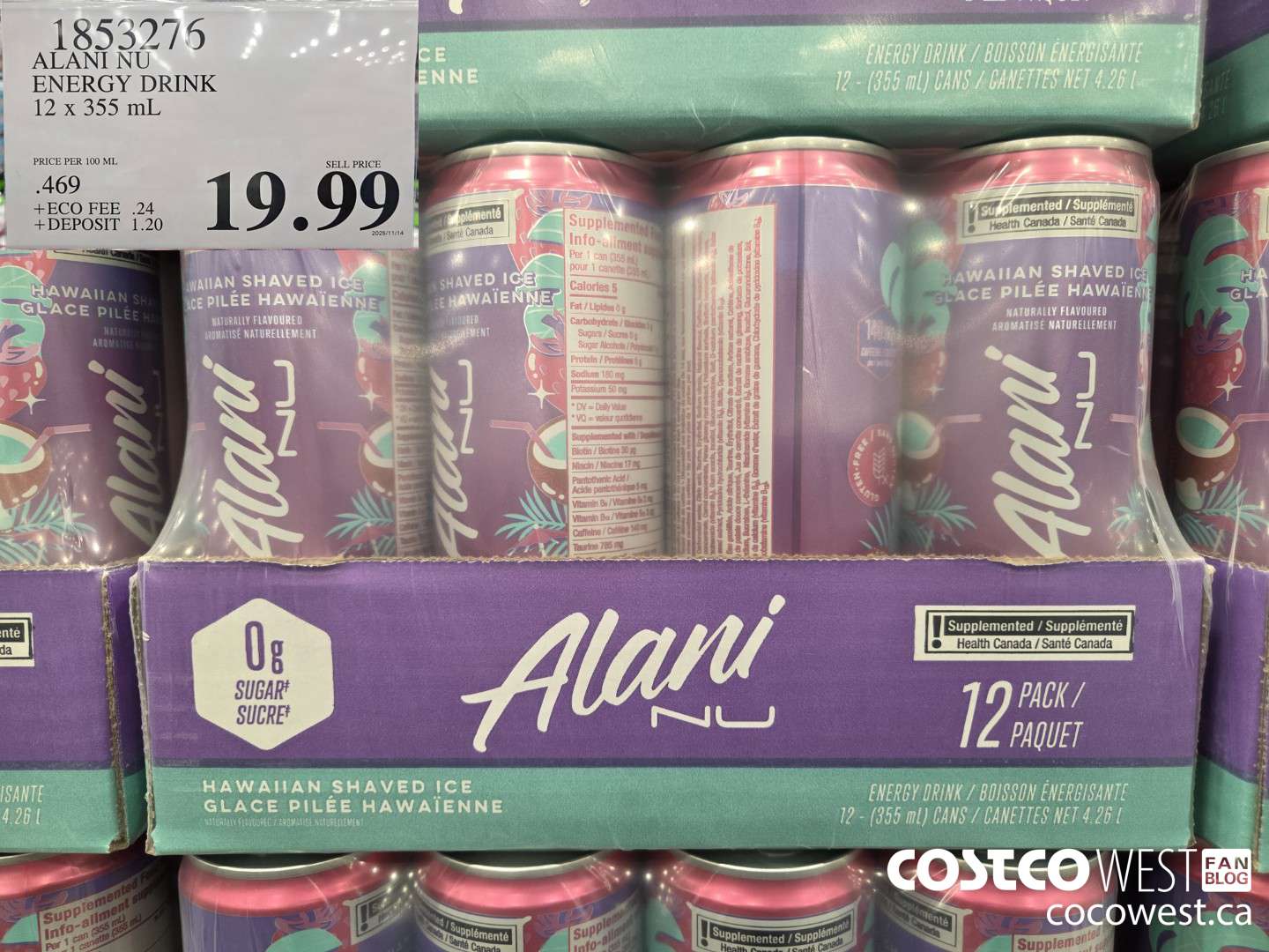 1853276 ALANI NU ENERGY DRINK 12 x 355 mL $19.99