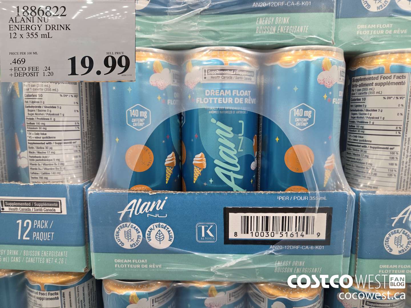 1886822 ALANI NU ENERGY DRINK 12 x 355 mL $19.99