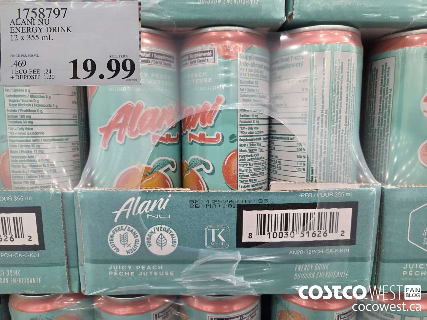 1758797 ALANI NU ENERGY DRINK 12 x 355 mL $19.99