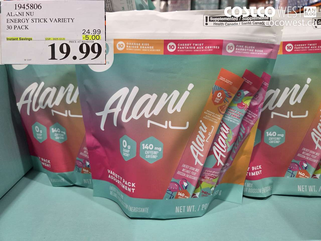 1945806 ALANI NU ENERGY STICK VARIETY 30 PACK ($5.00 INSTANT SAVINGS EXPIRES ON 2025-12-21) $19.99