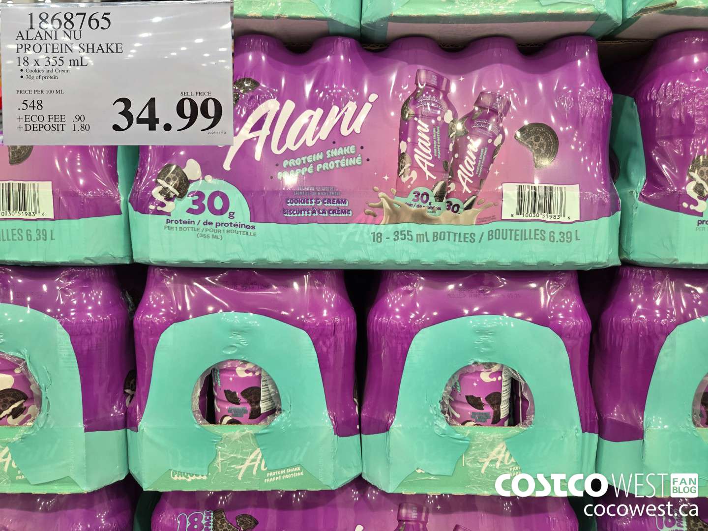 1868765 ALANI NU PROTEIN SHAKE 13 x 305 mL $34.99