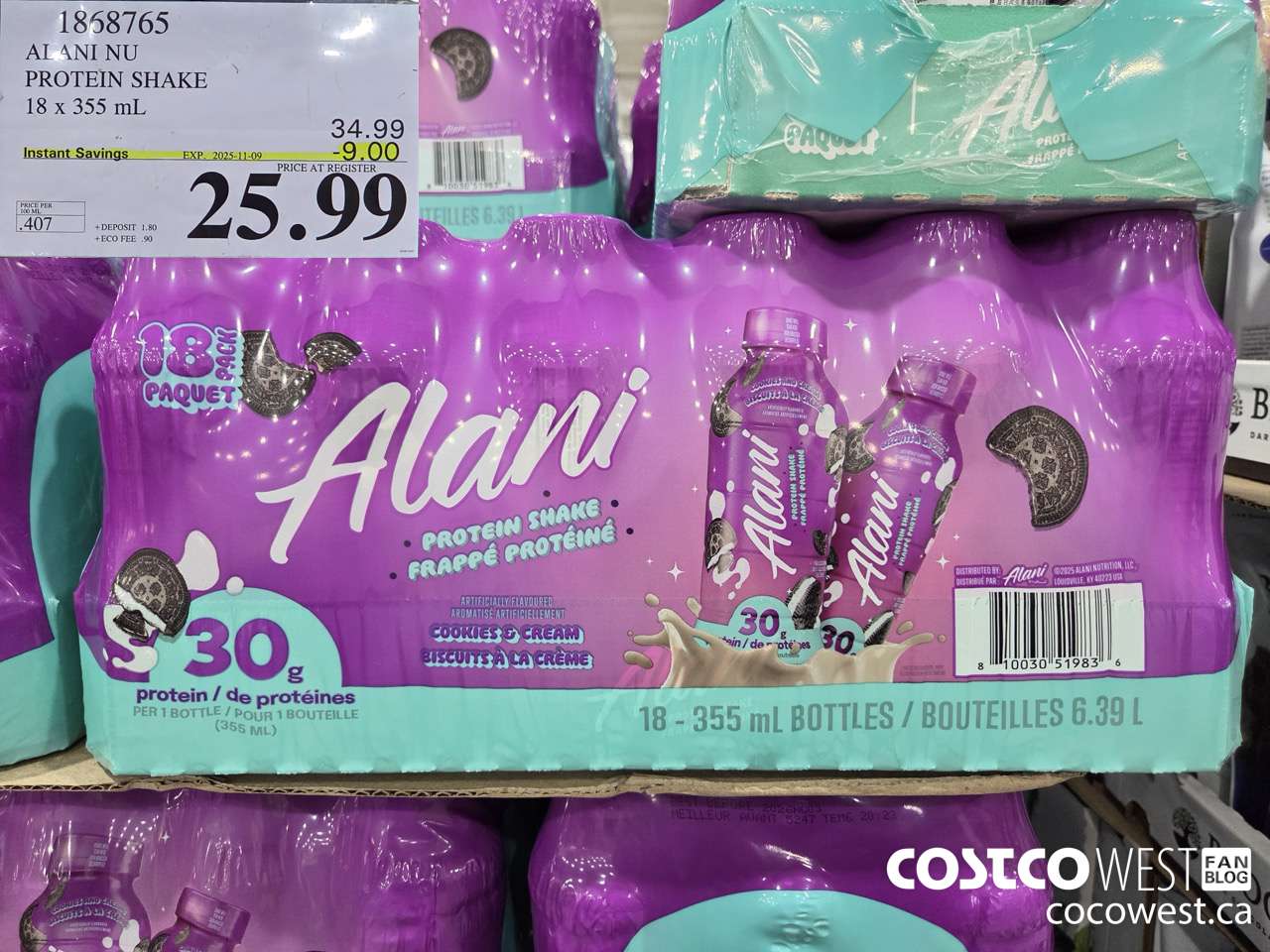 1868765 ALANI NU PROTEIN SHAKE 18 X 355ML ($9.00 INSTANT SAVINGS EXPIRES ON 2025-11-09) $25.99