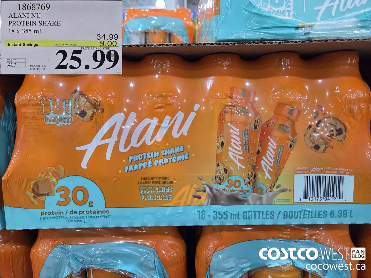 1868769 ALANI NU PROTEIN SHAKE 18 X 355ML ($9.00 INSTANT SAVINGS EXPIRES ON 2025-11-09) $25.99