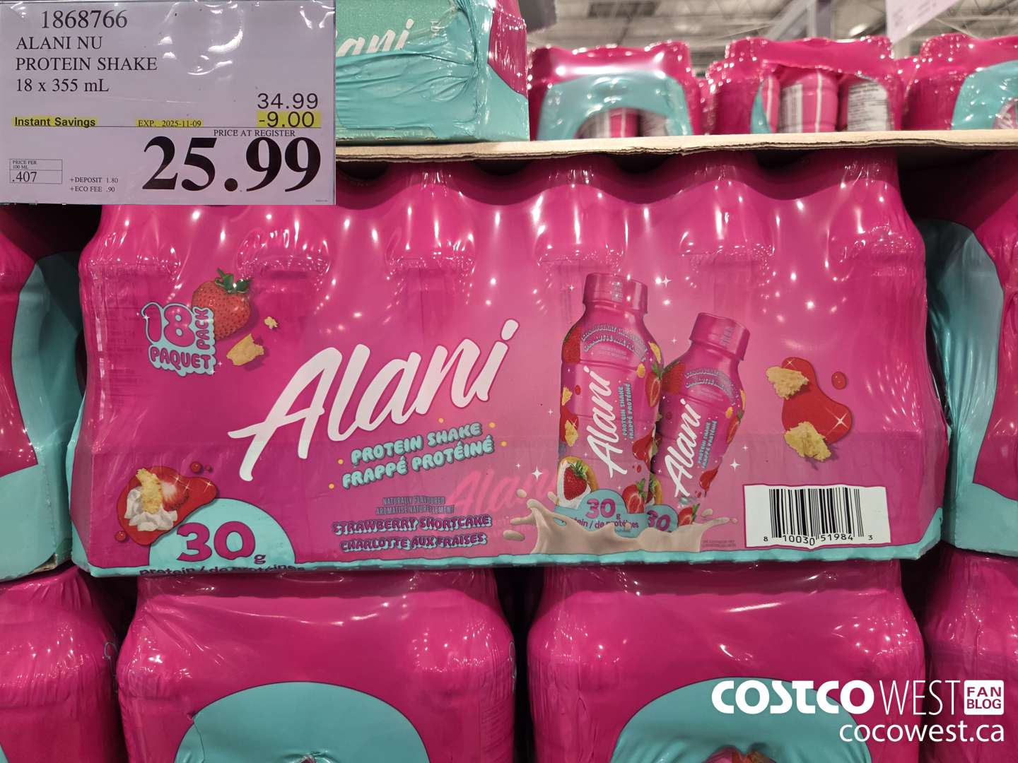 1868766 ALANI NU PROTEIN SHAKE 18 X 355ML ($9.00 INSTANT SAVINGS EXPIRES ON 2025-11-09) $25.99