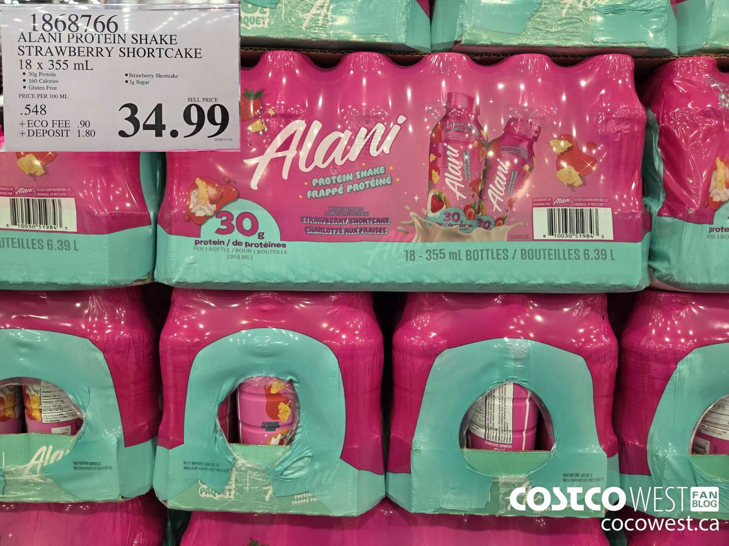 1868766 ALANI PROTEIN SHAKE STRAWBERRY SHORTCAKE 18 x 3955 mL $34.99