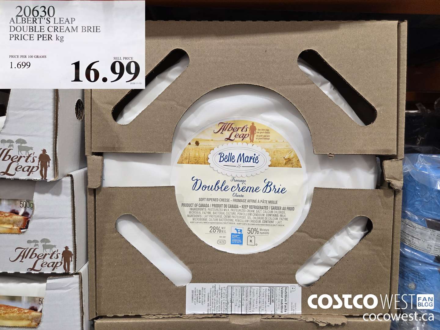 20630 ALBERT'S LEAP DOUBLE CREAM BRIE PRICE PER kg $16.99