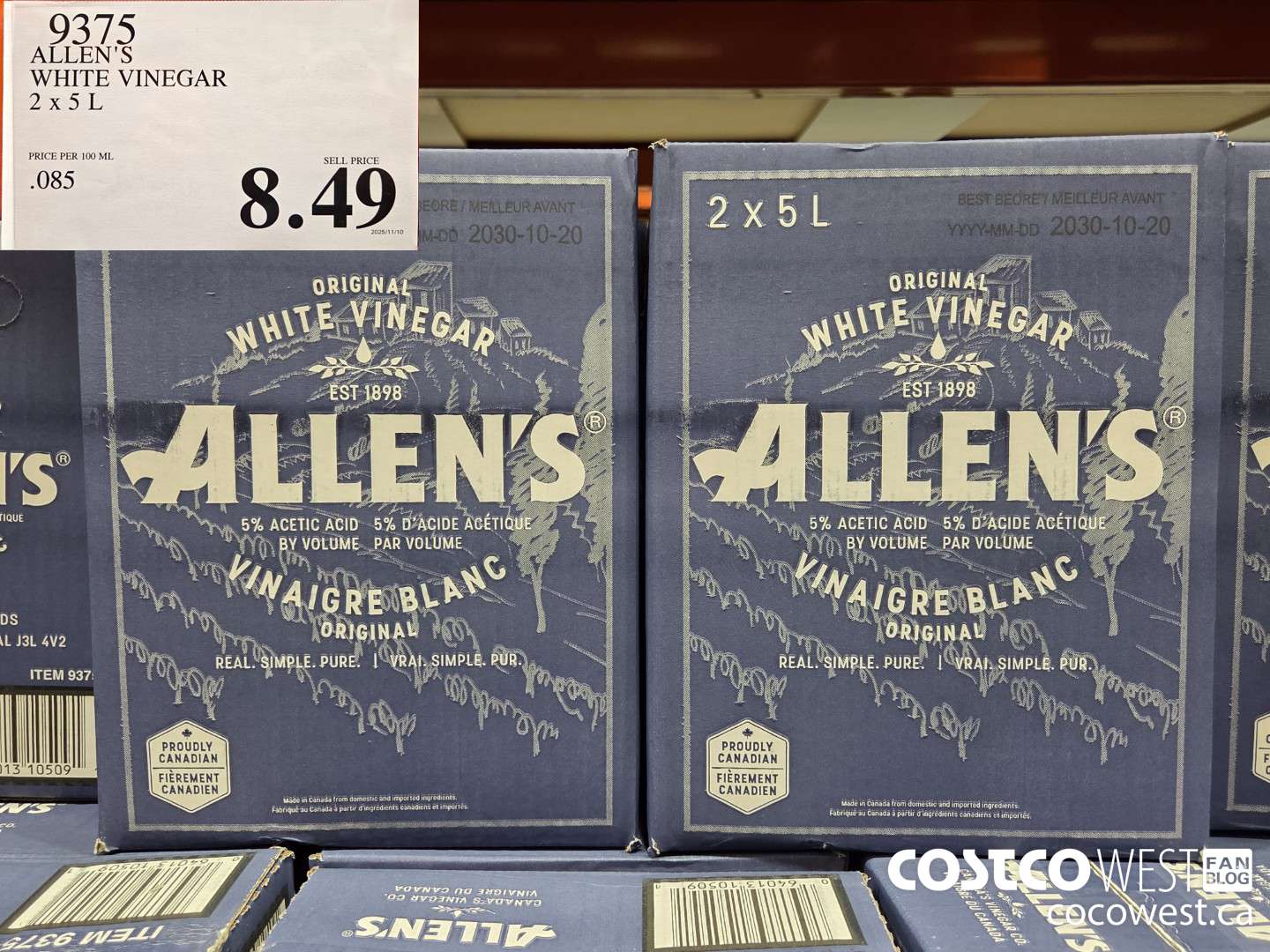9375 ALLEN'S WHITE VINEGAR 2 x 5 L  $8.49