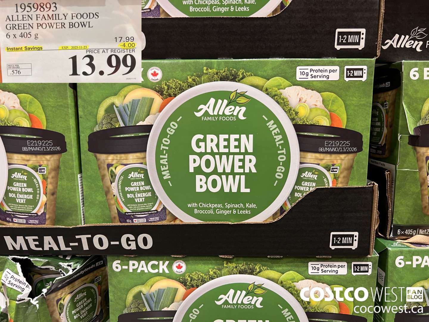 1959893 ALLEN FAMILY FOODS GREEN POWER BOWL 6 X 405G ($4.00 INSTANT SAVINGS EXPIRES ON 2025-11-23) $13.99