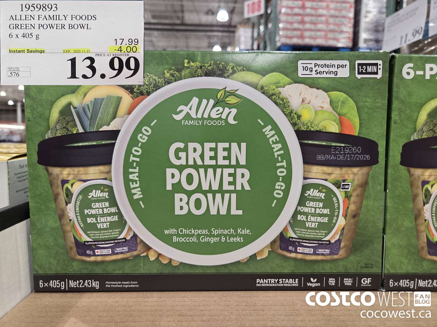 1959893 ALLEN FAMILY FOODS GREEN POWER BOWL 6 X 405G ($4.00 INSTANT SAVINGS EXPIRES ON 2025-11-23) $13.99