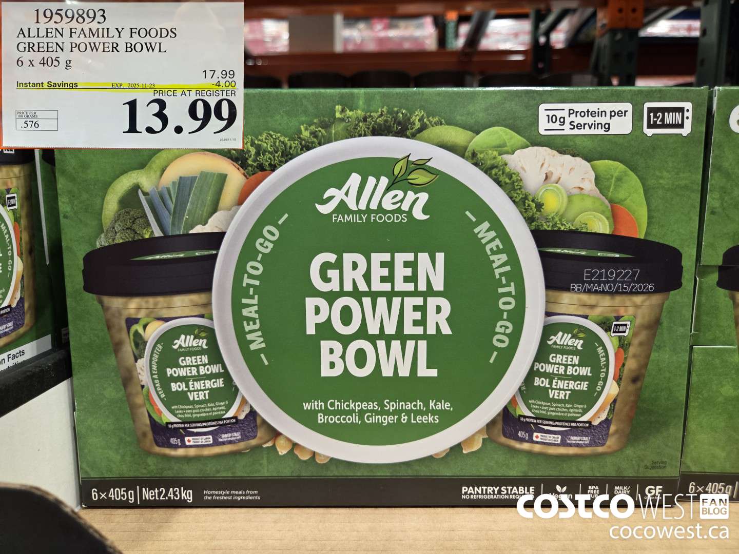1959893 ALLEN FAMILY FOODS GREEN POWER BOWL 6 X 405G ($4.00 INSTANT SAVINGS EXPIRES ON 2025-11-23) $13.99