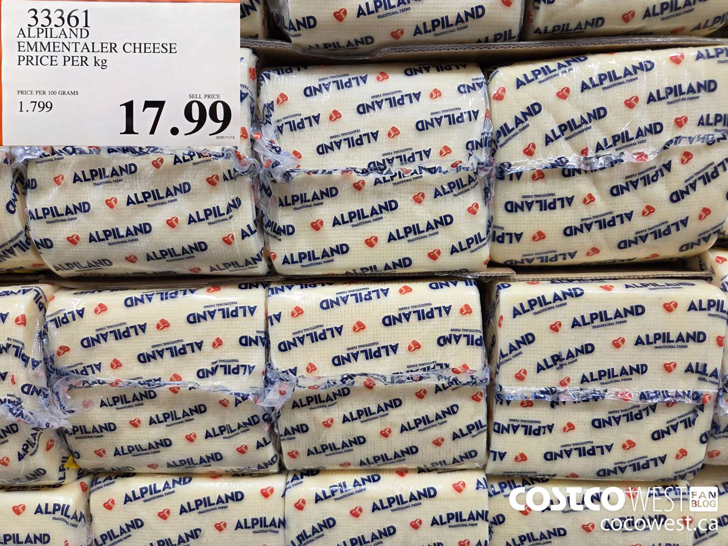 33361 ALPILAND EMMENTALER CHEESE PRICE PER kg $17.99