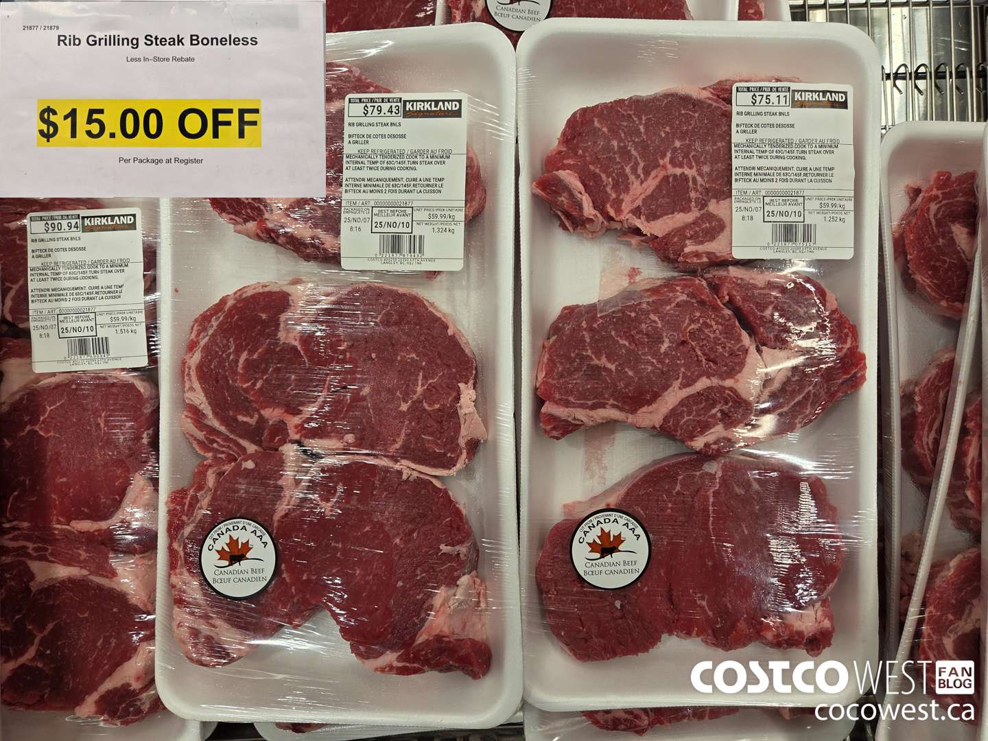 21877 (ALSO 21879) RIB GRILLING STEAK BONELESS ($15.00 INSTANT SAVINGS)