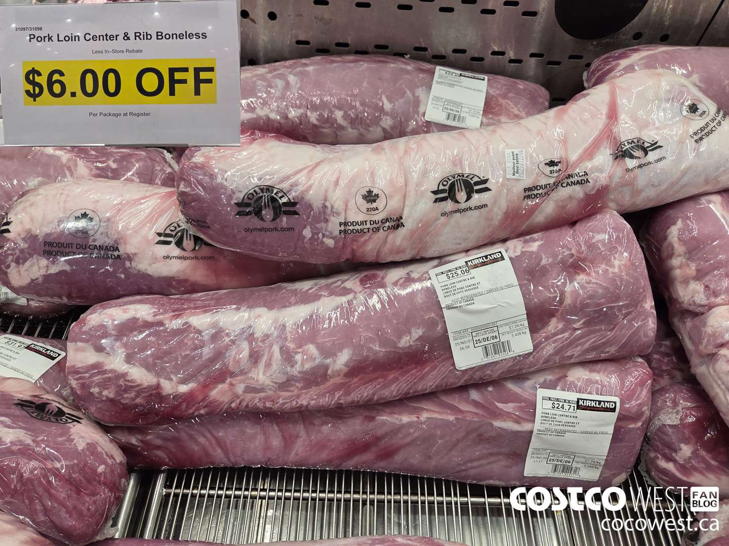 31097 (ALSO 31098) PORK LOIN CENTRE & RIB BONELESS ($6.00 INSTANT SAVINGS)