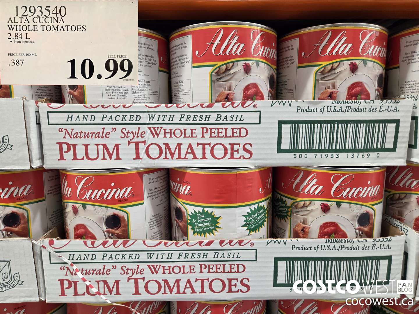 1293540 ALTA CUCINA WHOLE TOMATOES 2.84 L $10.99