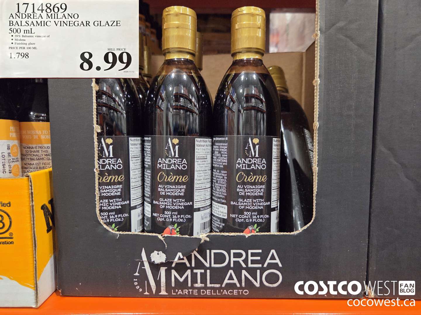 1714869 ANDREA MILANO BALSAMIC VINEGAR GLAZE 500 mL $8.99