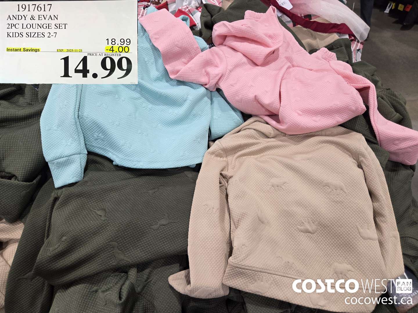 1917617 ANDY & EVAN 2PC LOUNGE SET KIDS SIZES 2-7 ($4.00 INSTANT SAVINGS EXPIRES ON 2025-11-23) $14.99