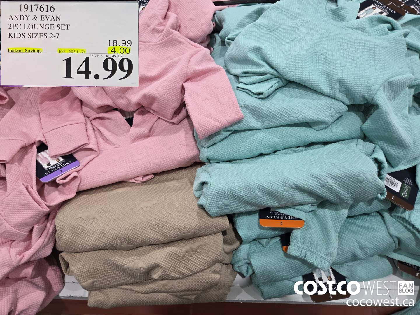 1917616 ANDY & EVAN 2PC LOUNGE SET KIDS SIZES 2-7 ($4.00 INSTANT SAVINGS EXPIRES ON 2025-11-30) $14.99