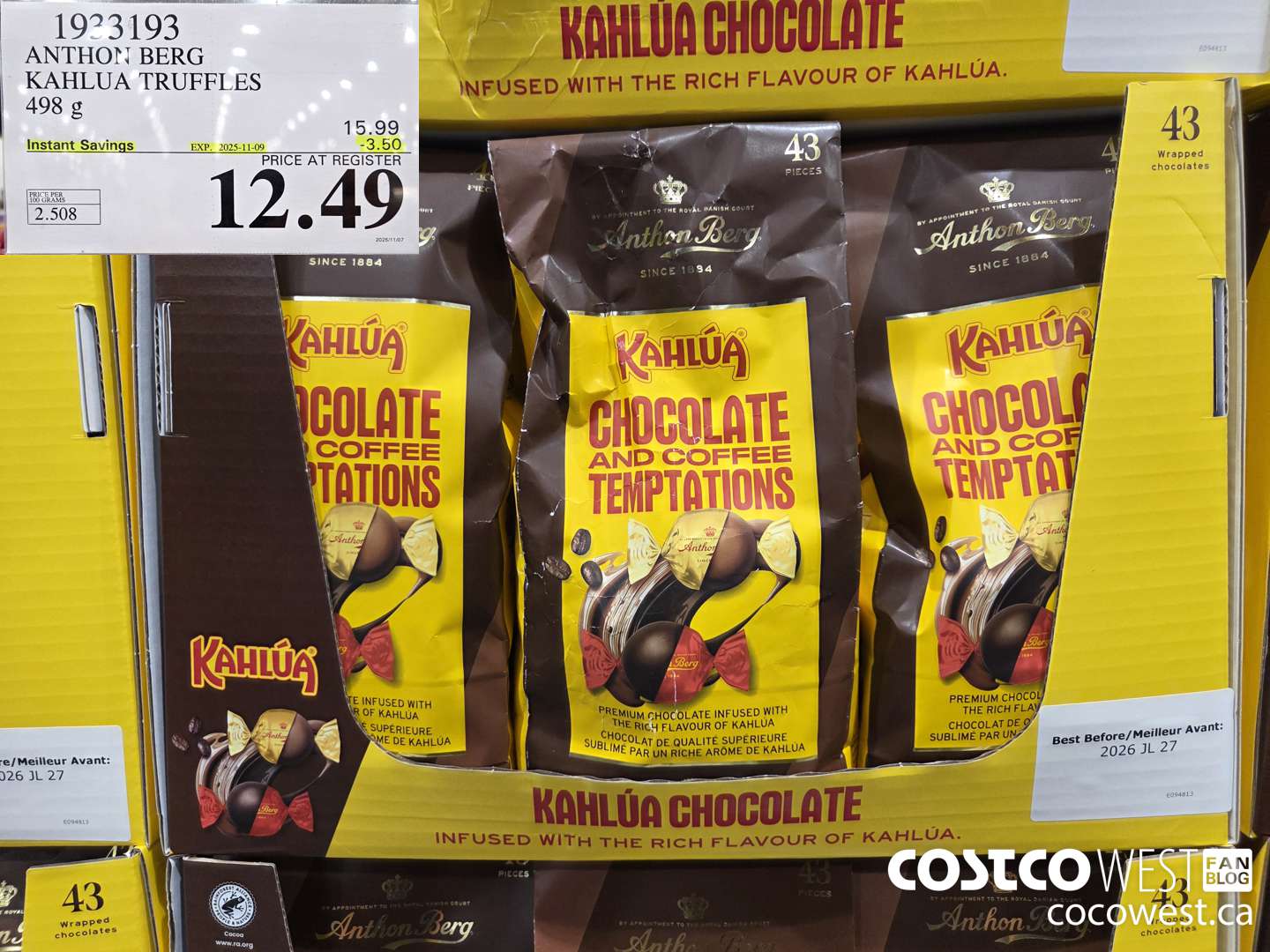 1933193 ANTHON BERG KAHLUA TRUFFLES 498G ($3.50 INSTANT SAVINGS EXPIRES ON 2025-11-09) $12.49