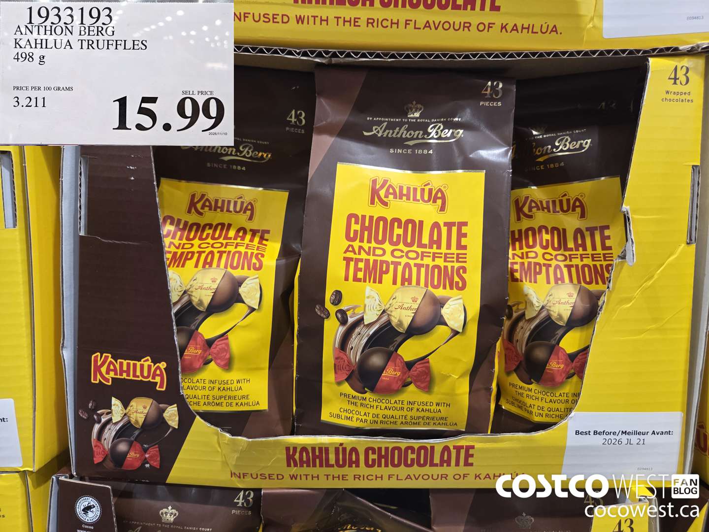 1933193 ANTHON BERG KAHLUA TRUFFLES 498G $15.99