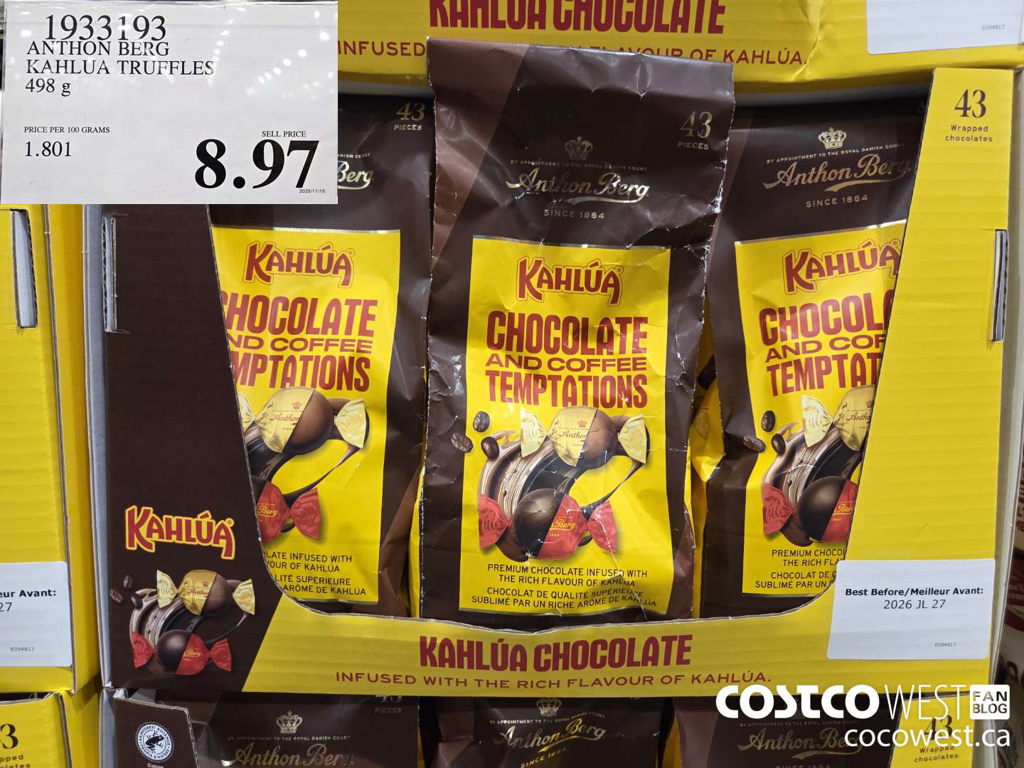 1933193 ANTHON BERG KAHLUA TRUFFLES 498 g $8.97