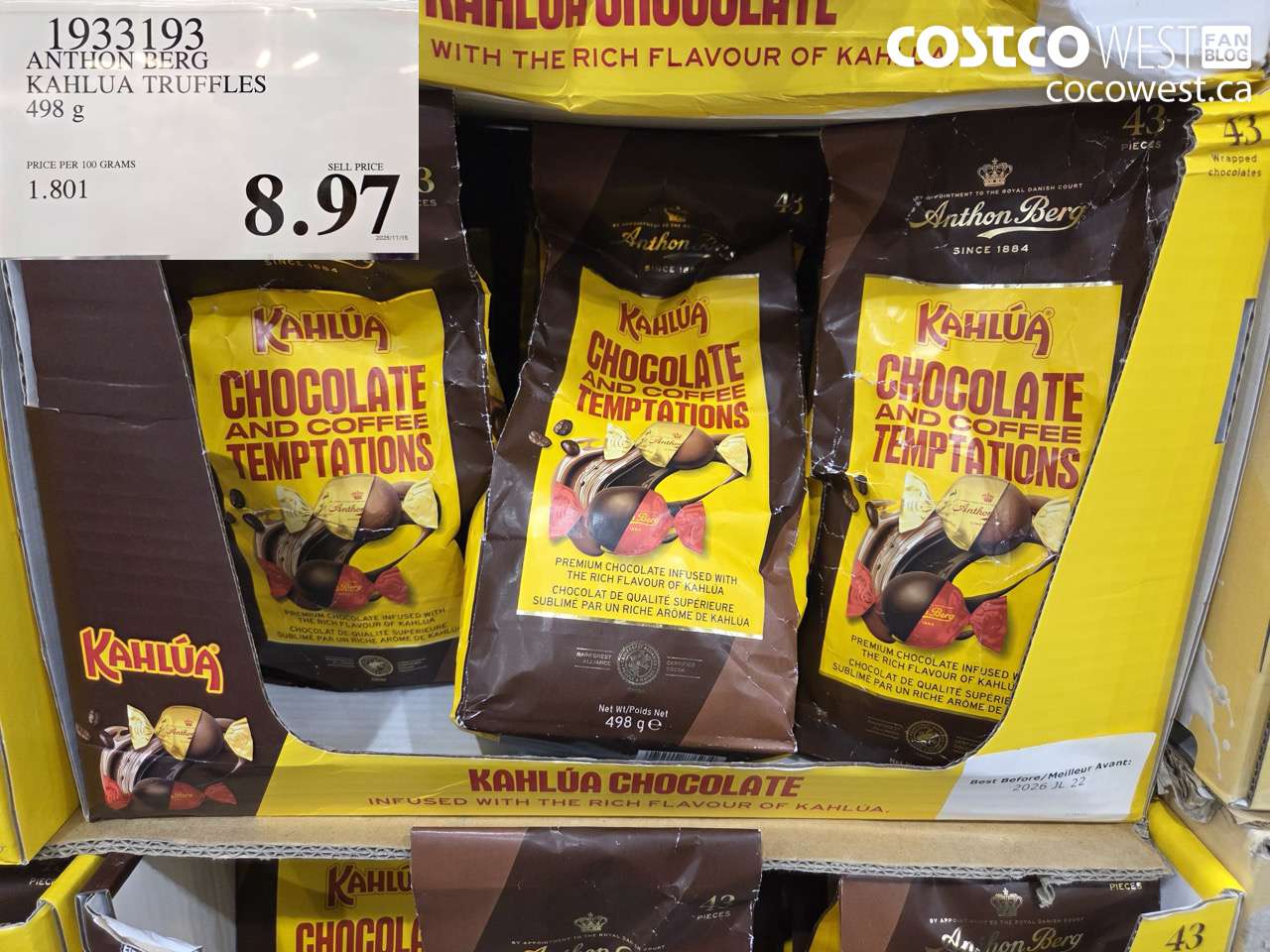 1933193 ANTHON PERG KAHLUA TRUFFLES 498 g $8.97