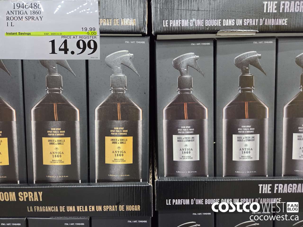 1946486 ANTIGA 1850 ROOM SPRAY 1L ($5.00 INSTANT SAVINGS EXPIRES ON 2025-11-23) $14.99