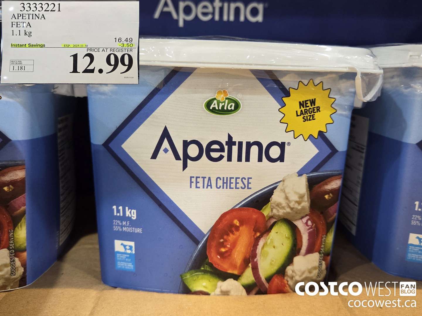 3333221 APETINA FETA 1.1KG ($3.50 INSTANT SAVINGS EXPIRES ON 2025-11-30) $12.99