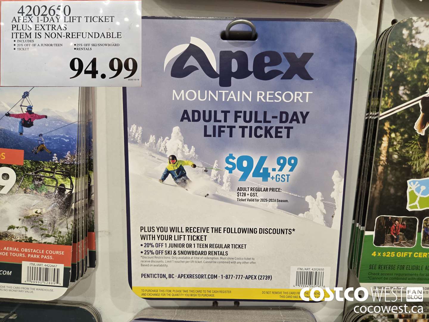 4202650 APEX 1-DAY LIFT TICKET PLUS EXTRAS $94.99