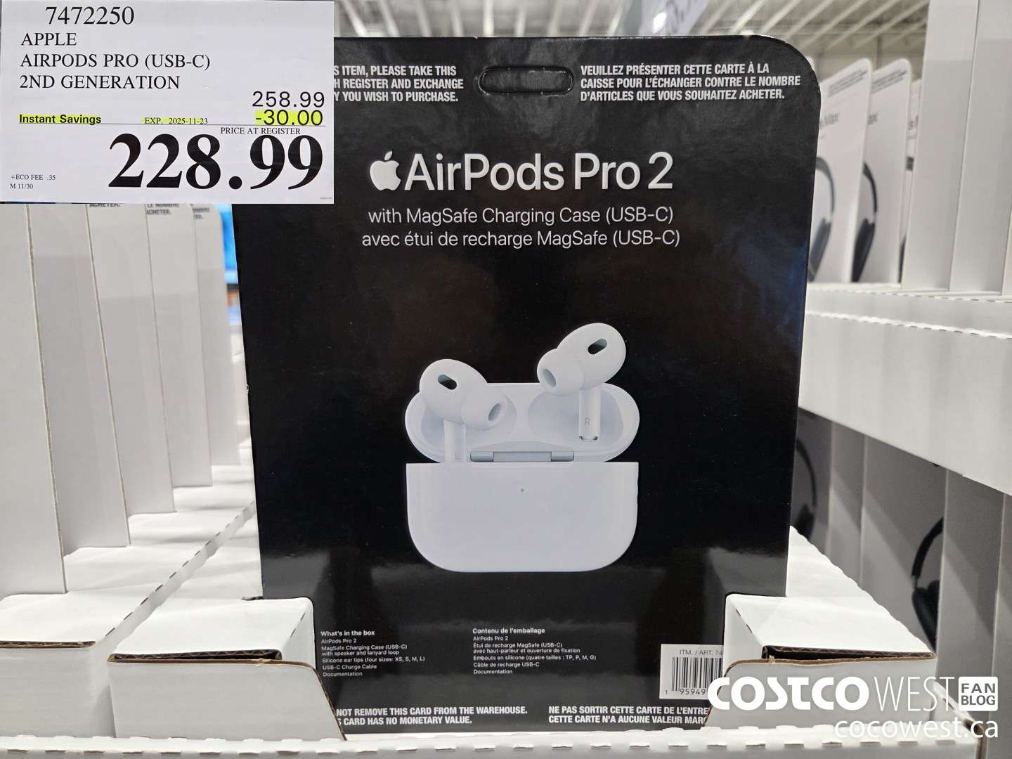 7472250 APPLE AIRPODS PRO 2ND GENERATION (USB-C) ($30.00 INSTANT SAVINGS EXPIRES ON 2025-11-23) $228.99