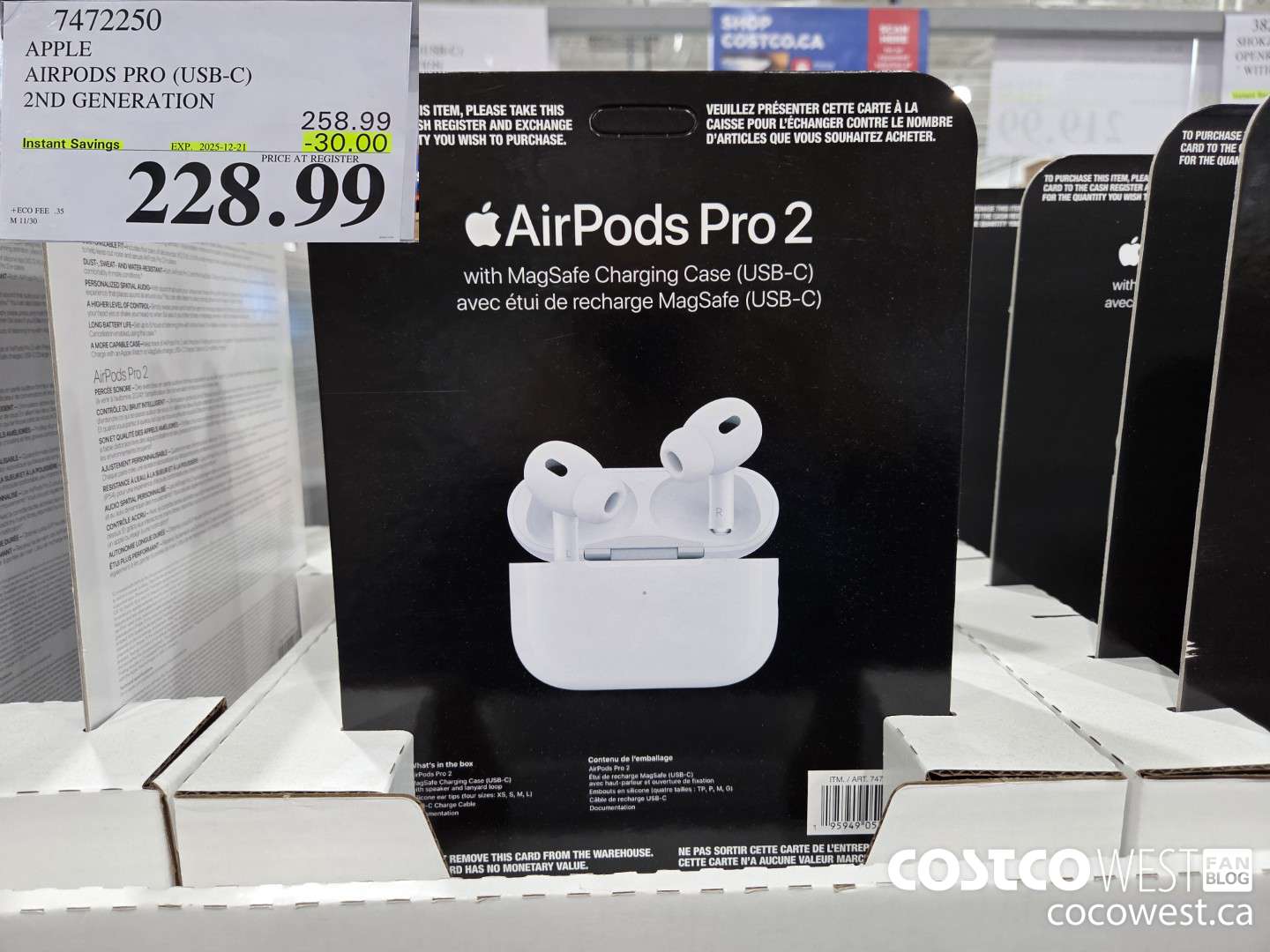 7472250 APPLE AIRPODS PRO 2ND GENERATION (USB-C) ($30.00 INSTANT SAVINGS EXPIRES ON 2025-12-21) $228.99