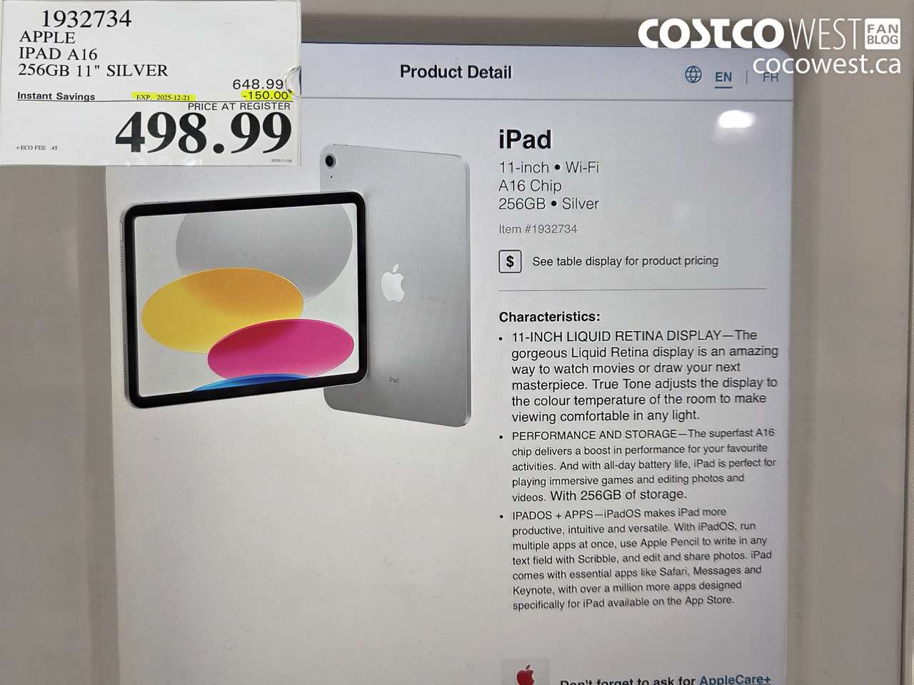 1932734 APPLE IPAD A16 256GB 11