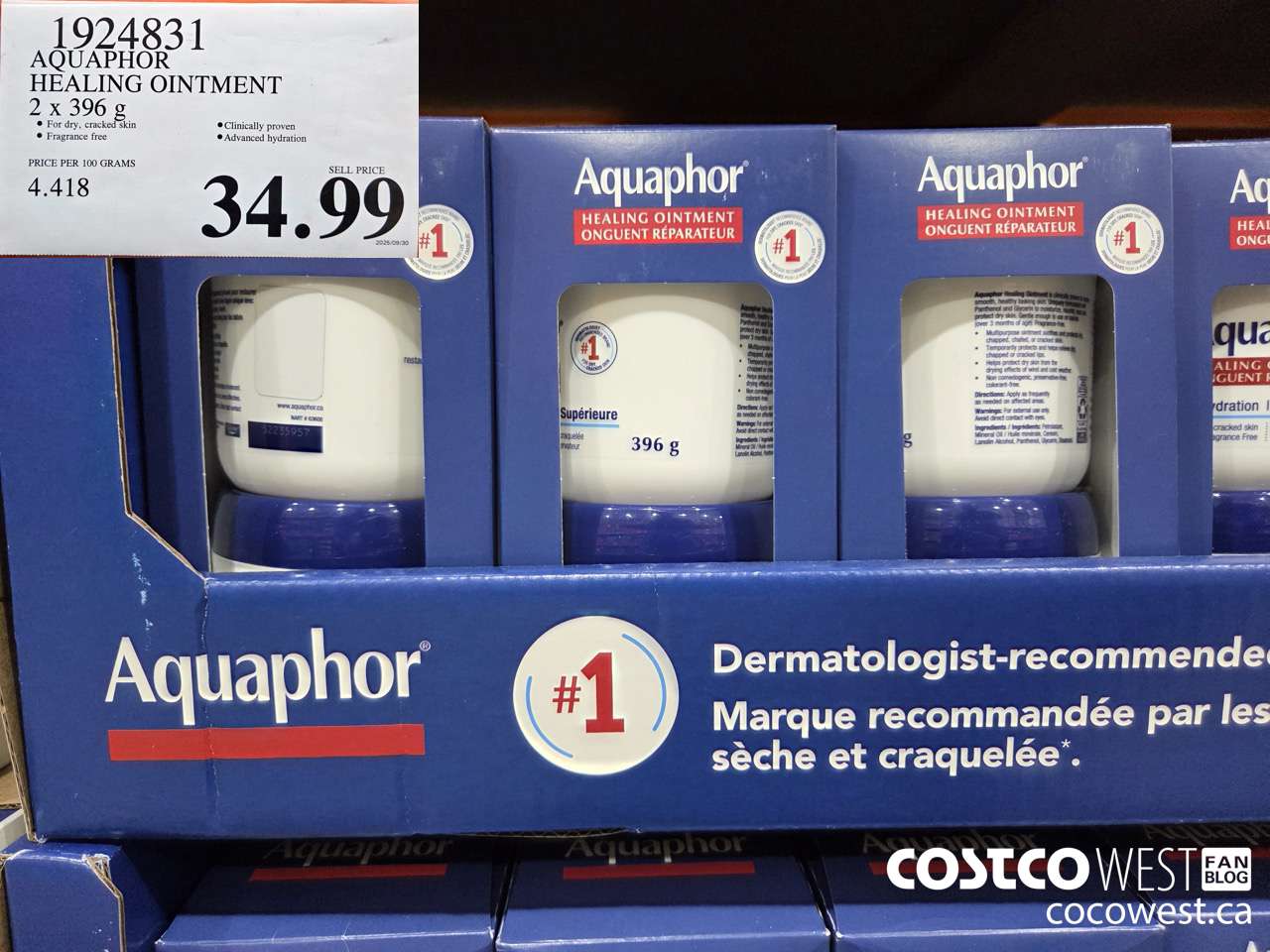 1924831 AQUAPHOR HEALING OINTMENT 2 X 396G $34.99